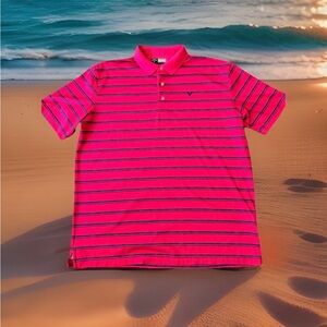 Callaway Men’s Size L Opti-Dri Golf Polo Shirt. Multicolor Stripes. Great Cond.